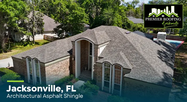 Premier Roofing architectural asphalt shingle roof replacement in Jacksonville, Florida